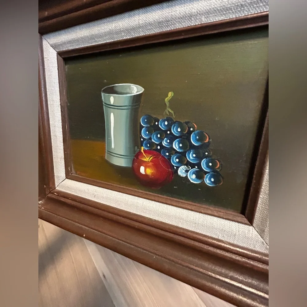 Hand Crafted Brown and White Framed Still Life Pair